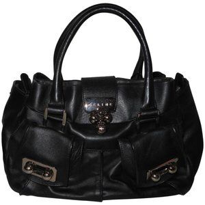 Celine Blossom Black Leather Top Handle Bag